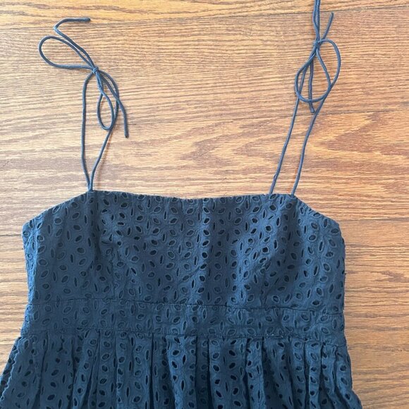 GAP Eyelet Cotton Spaghetti Strap Square Neck Above Knee Dress Size 10 Lined - Picture 4 of 14